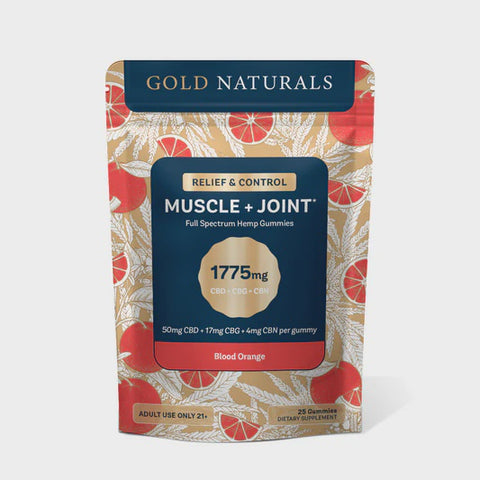 GOLD NATURALS Muscle+Joint Gummies (Blood Orange) CBD+CBG+CBN