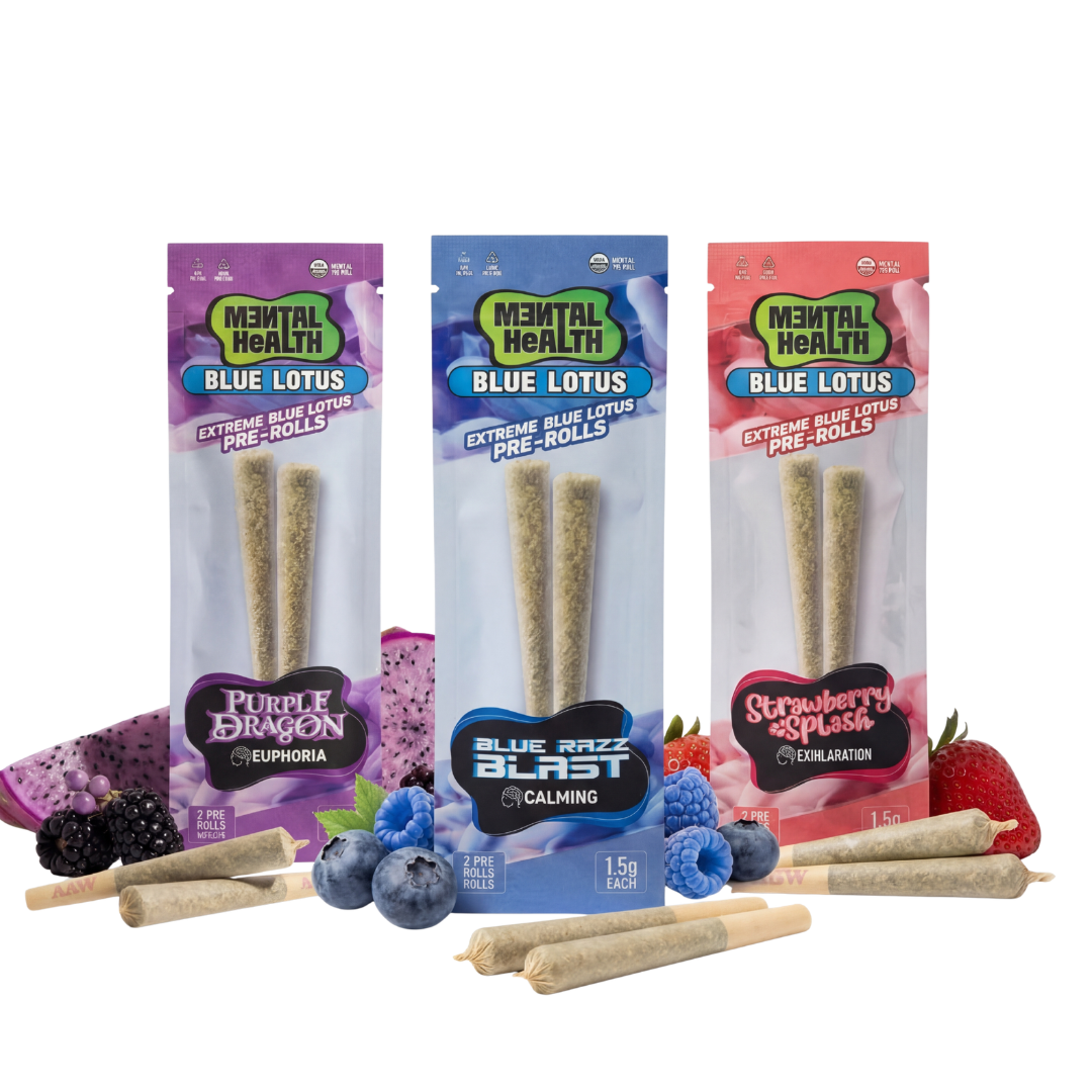 Mental Health Blue Lotus Pre-Rolls | 3g 2-Pack | The Plug Wellness