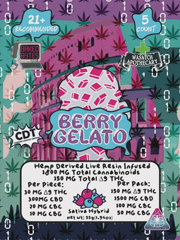 Wasatch Apothecary Baked Bytes Berry Gelato D9 Full Spectrum THC Gummies