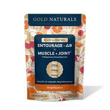 Gold Naturals Muscle+Joint X Entourage Δ9 Full Spectrum Hemp Gummies (Orange Raspberry) Δ9+CBG+CBD (10mg Δ9 /25ct)