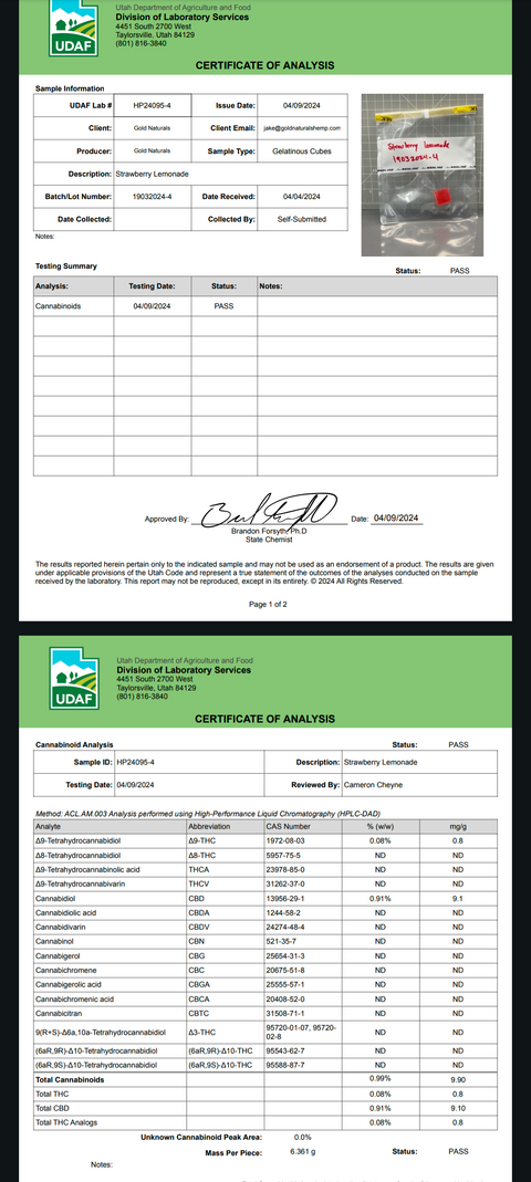 GOLD NATURALS Entourage D9+CBD [5mg] *Utah Compliant