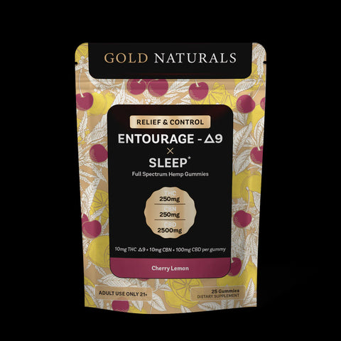 GOLD NATURALS SLEEP X ENTOURAGE D9 Gummies [Cherry Lemon] D9+CBD+CBN