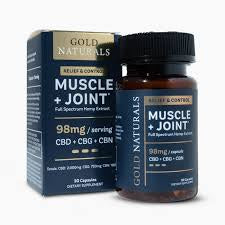 Gold Naturals Muscle + Joint Full Spectrum Hemp Extract Capsules CBD+CBG+CBN [98mg/30 count] *Utah Compliant
