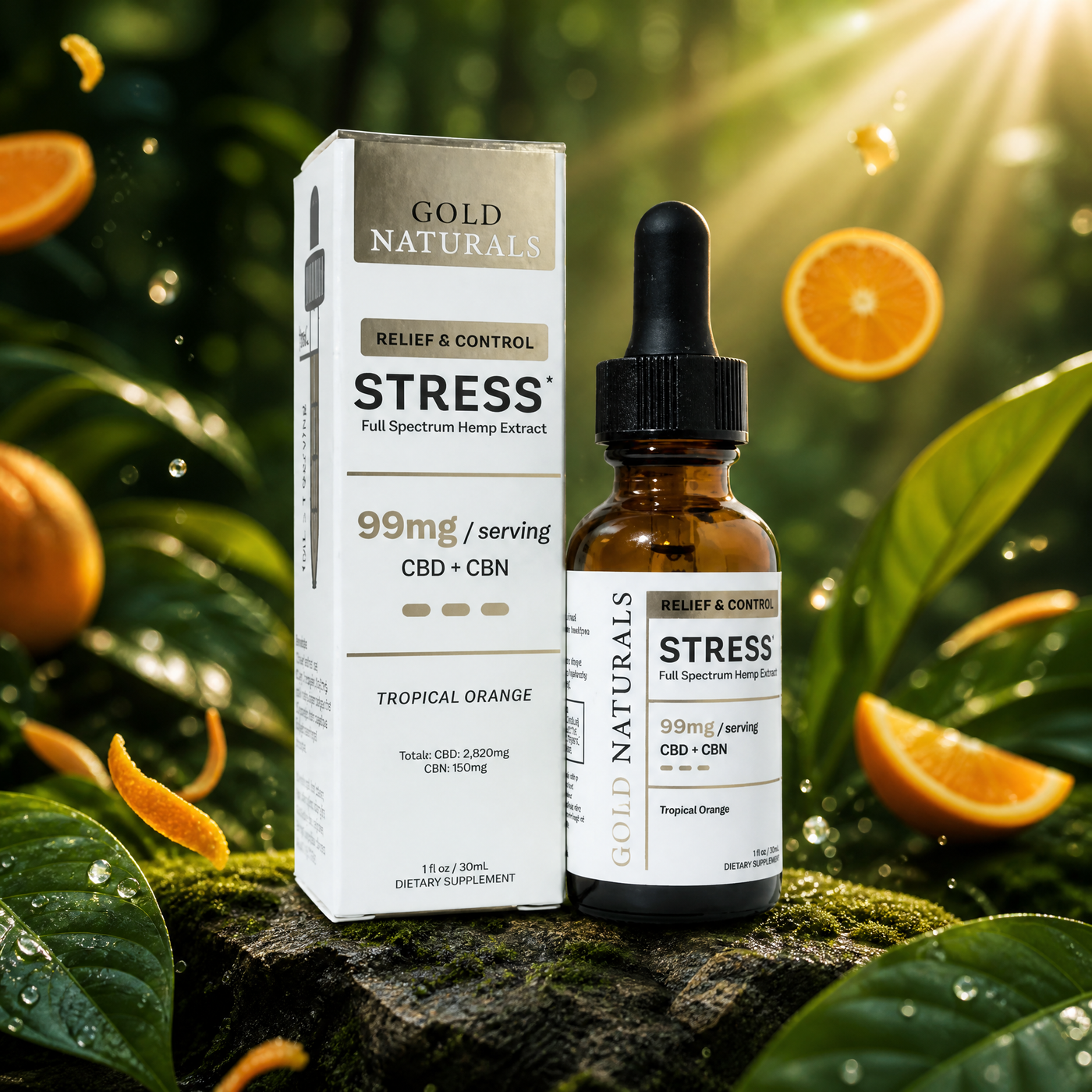 Gold Naturals Heavy Stress Tincture | 94mg CBD + 5mg CBN | The Plug Wellness