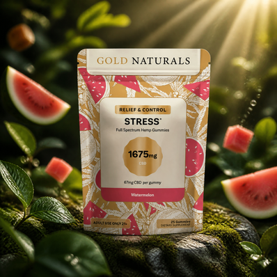 Gold Naturals STRESS Gummies (Watermelon) CBD [67mg CBD/25Ct] *Utah Compliant