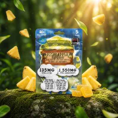 Wasatch Apothecary Baked Bytes Pineapple Express D9 Full Spectrum THC Gummies [ 135mg/5ct]