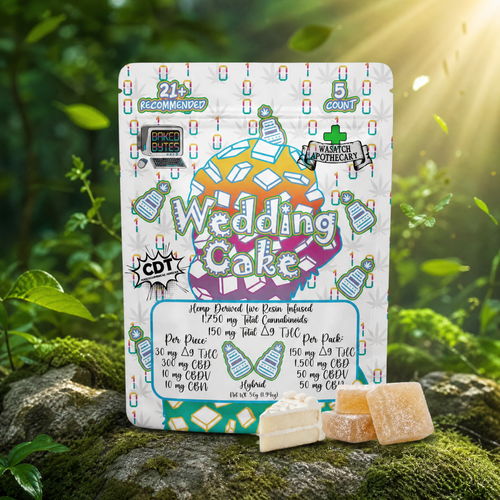 Wasatch Apothecary Baked Bytes Wedding Cake D9 Full Spectrum THC Gummies [ 150mg/5ct]