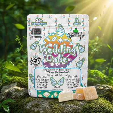 Wasatch Apothecary Baked Bytes Wedding Cake D9 Full Spectrum THC Gummies [ 150mg/5ct]